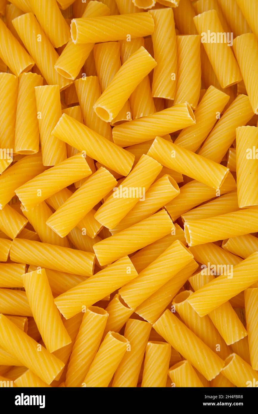 Dry Rigatoni Pasta, top view. Flat lay, overhead, from above Stock ...
