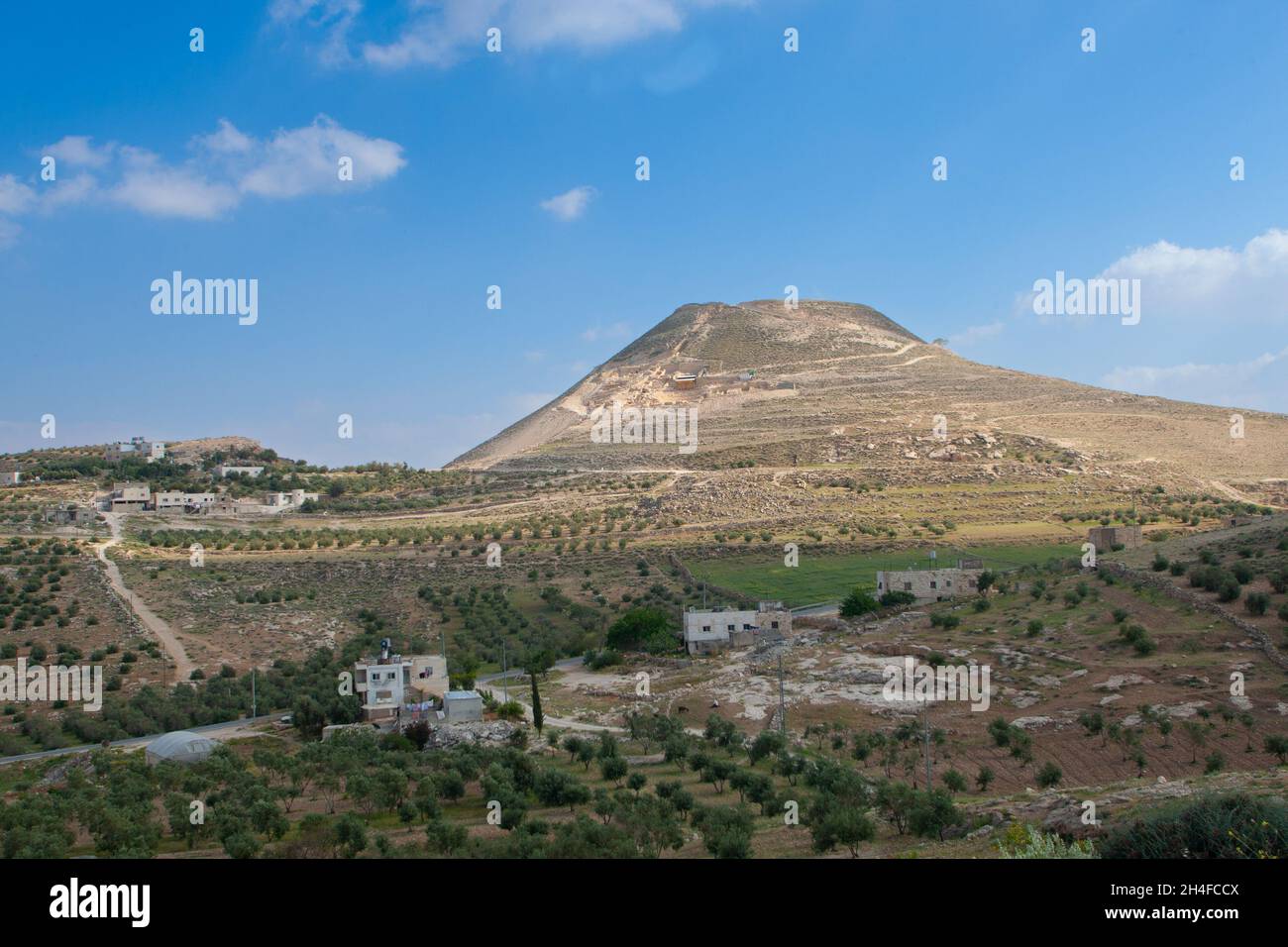 Herodium or Herodeion , also known as Mount Herodes- Herodion – the castle and tomb of King Herod Stock Photo