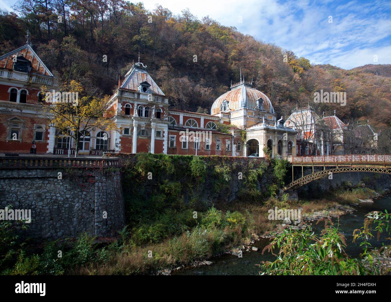 The Imperial Austro-Hungarian Baths in Romanian Baile Herculane Stock Photo