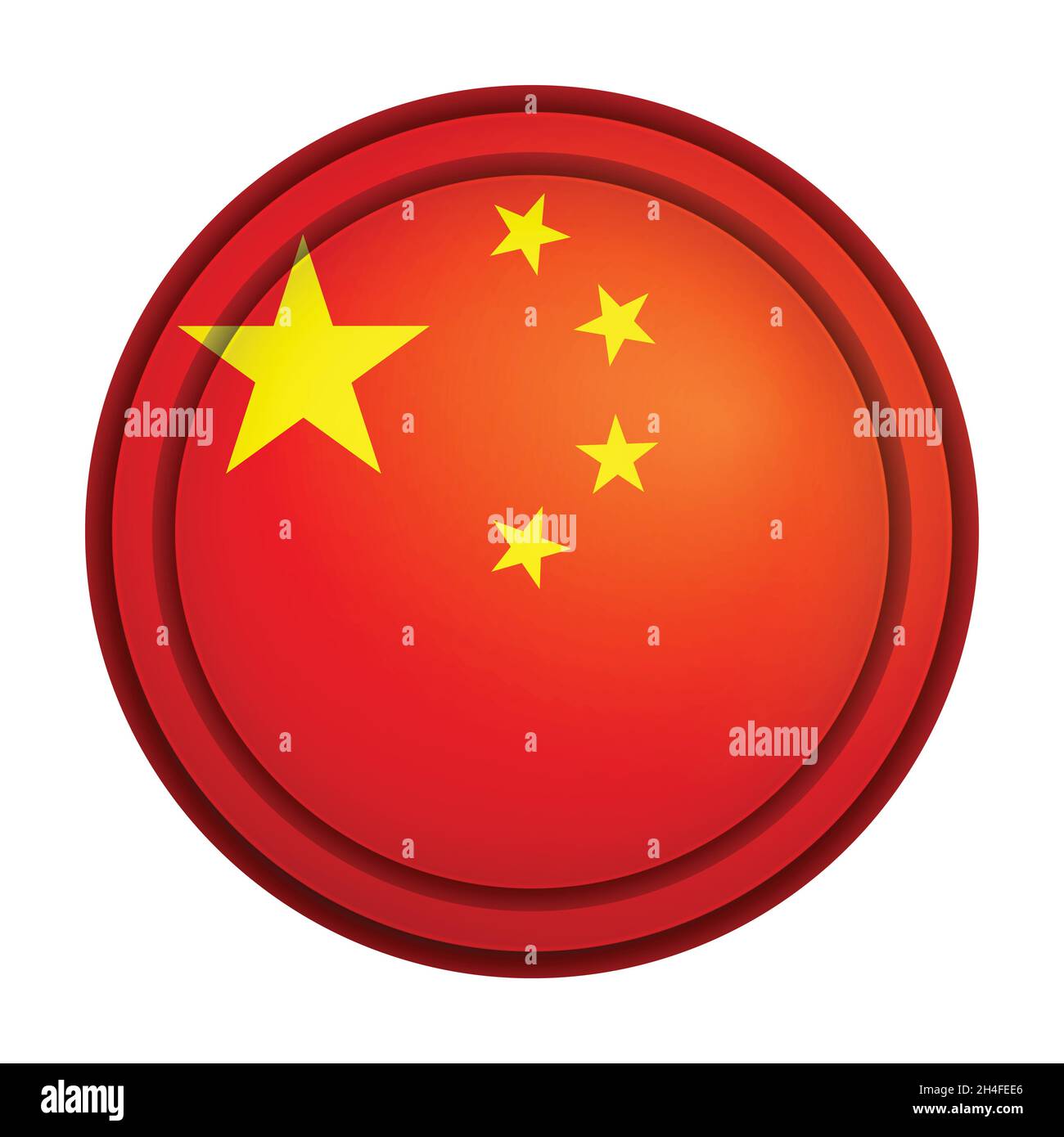 Glass light ball with flag of China. Round sphere, template icon ...
