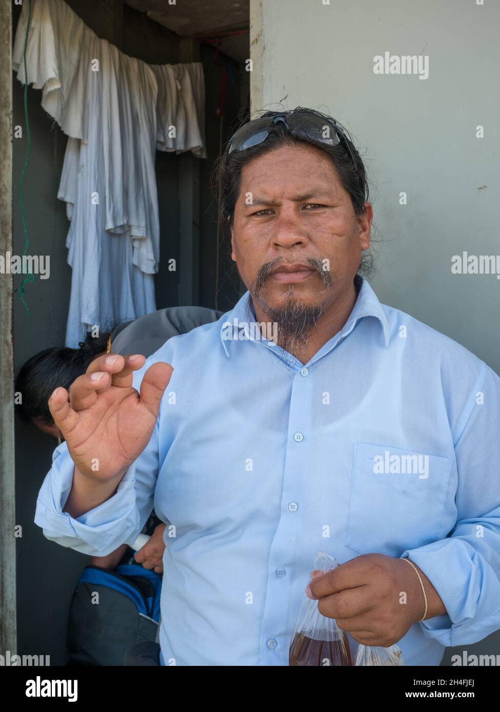 Pueblo, Peru Mar 2018 Portrait of a man with a short black beard and