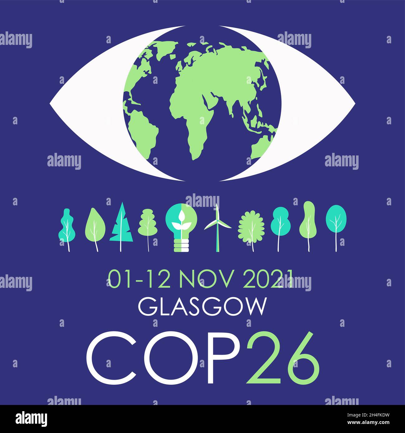 COP 26 Glasgow 2021 banner vector illustration. Poster, flyer, Climate