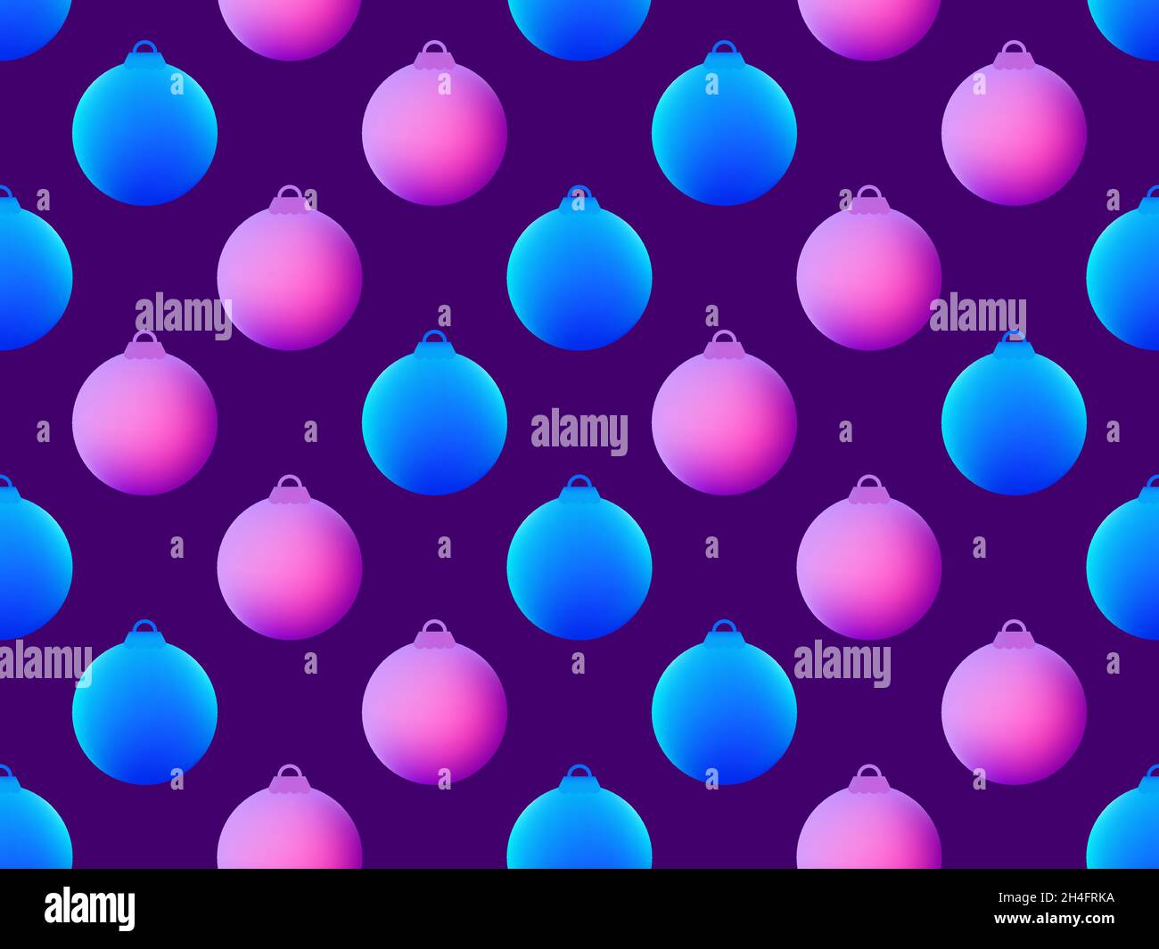 Christmas balls seamless pattern. Blue and violet gradient. Xmas  background. Christmas design for greeting cards, wrapping paper, banners and posters Stock Vector