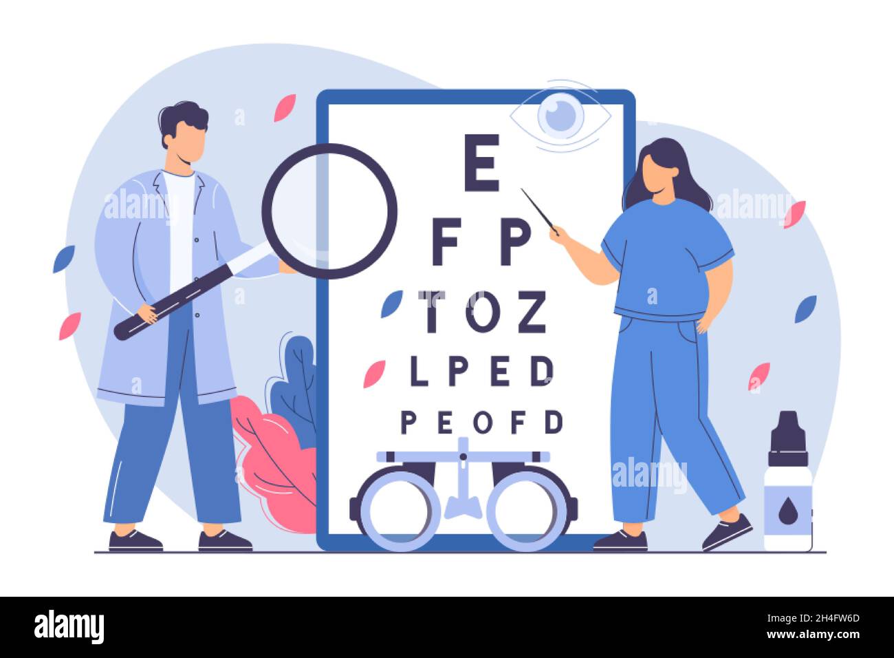 https://c8.alamy.com/comp/2H4FW6D/flat-ophthalmologist-check-eyesight-with-eye-test-chart-and-eyeglasses-woman-oculist-with-pointer-measure-visual-acuity-doctor-diagnose-ophthalmic-problem-in-hospital-ophthalmic-exam-concept-2H4FW6D.jpg