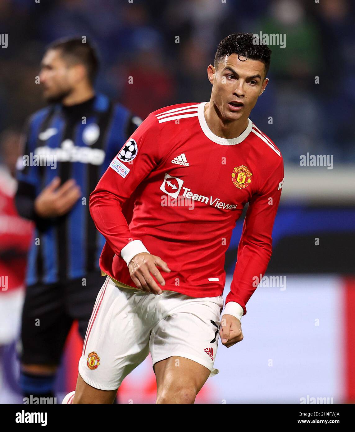 Manchester United's Cristiano Ronaldo celebrates scoring their side's first  goal of the game during the UEFA Champions League, Group F match at the  Gewiss Stadium, Bergamo. Picture date: Tuesday November 2, 2021