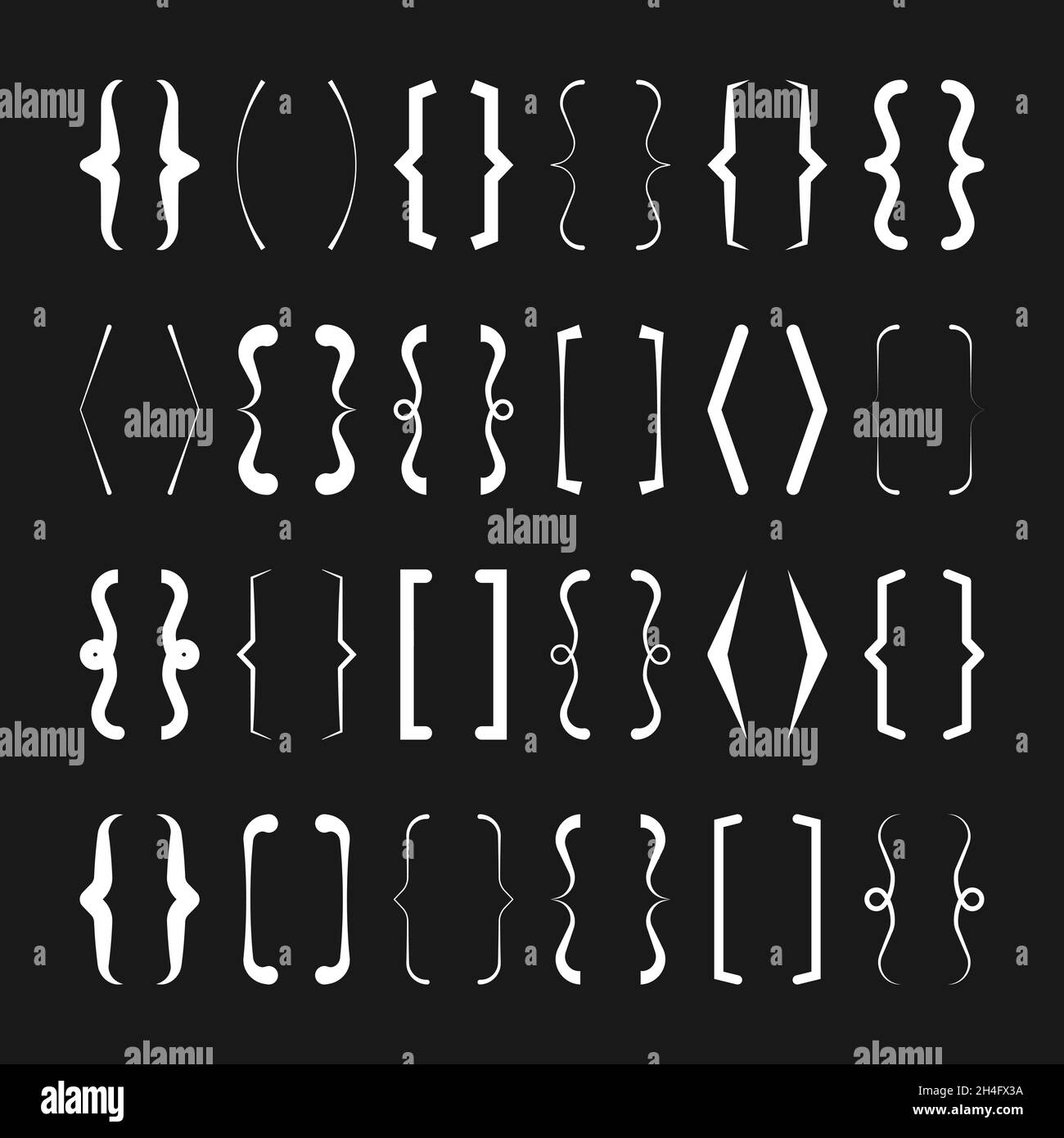 Text brackets collection, white quotation box. Curly, square and corner parentheses. Vintage