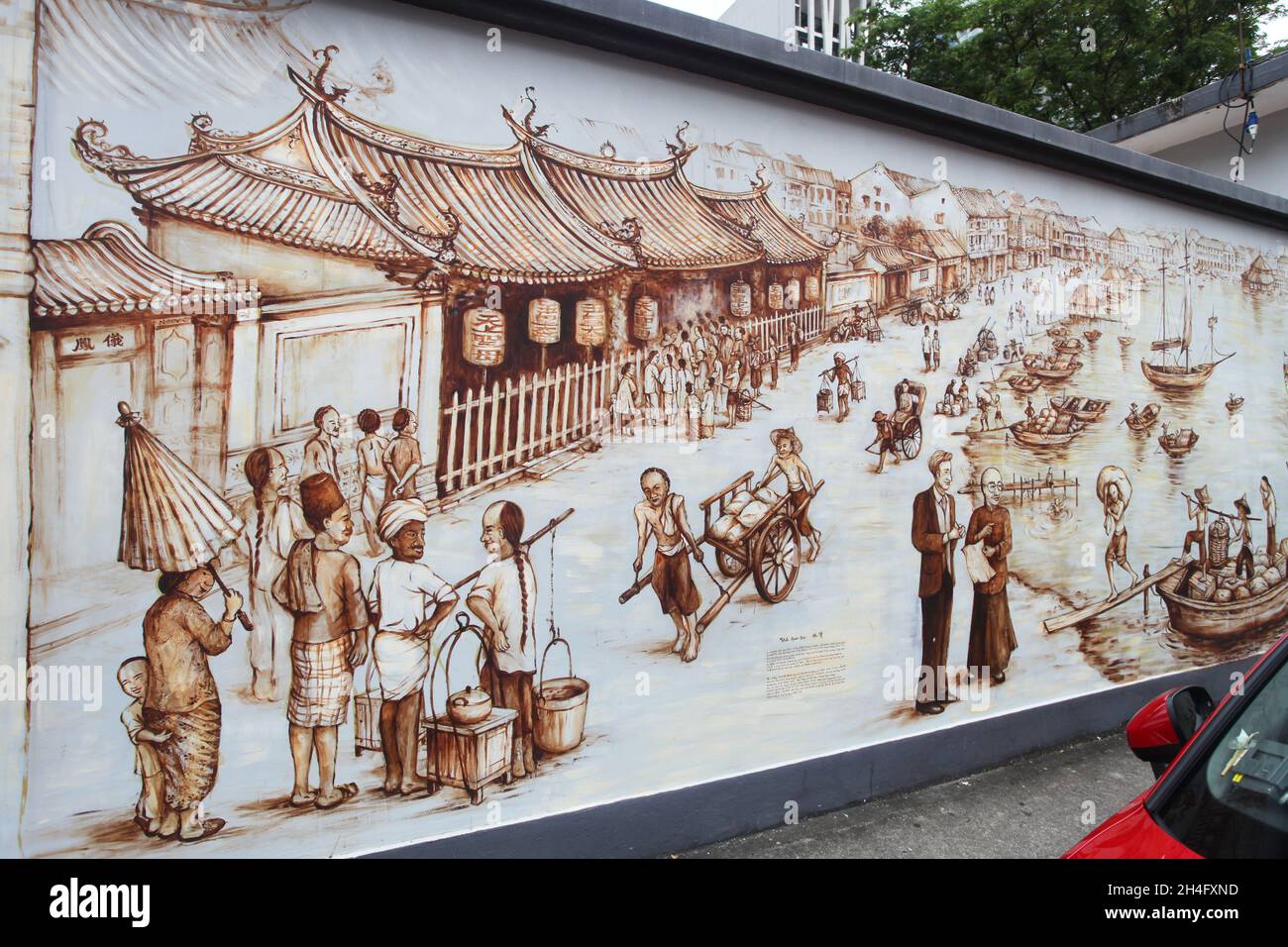 Thian Hock Keng Mural An Immigrant’s Story. This mural is painted on