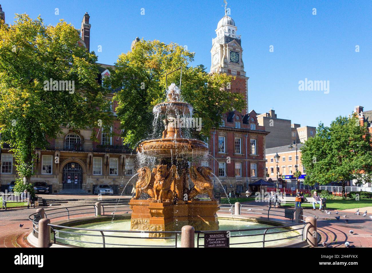 Leicester Town Hall Fountain, Town Hall Square, Leicester, Leicestershire, England, United Kingdom Stock Photo