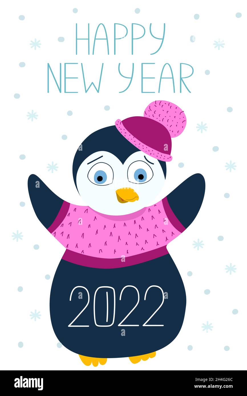 Pittsburgh Penguins Christmas Card 2022 Happy New Year 2022. Cute Drawn Penguin Character Wearing A Hat. Greeting  Christmas Card Stock Vector Image & Art - Alamy