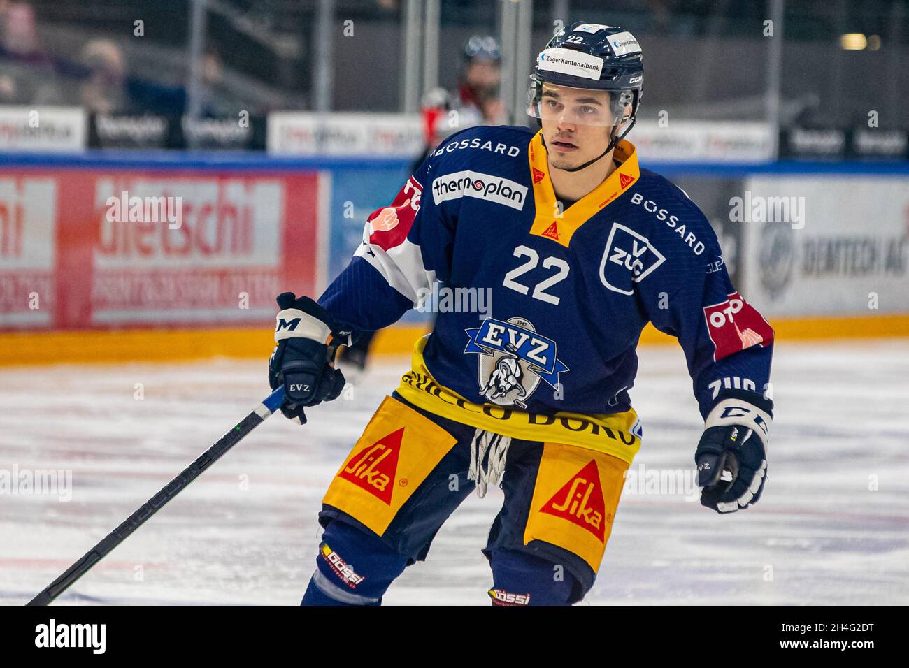 Luca Andrea De Nisco 22 (EV Zug) during the National League Regular