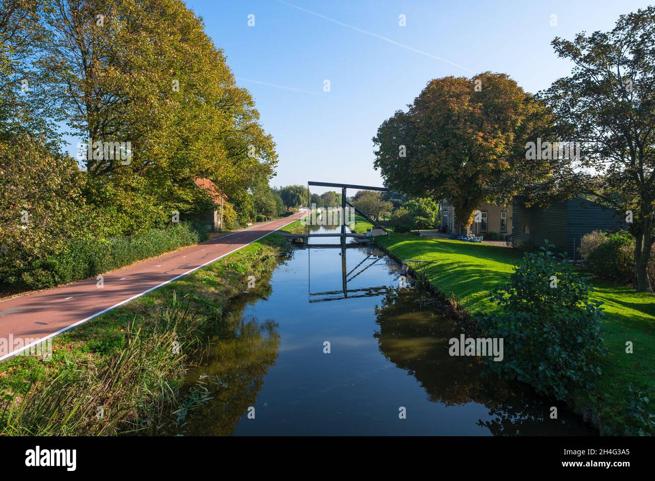 Polder canal landscape close to Rotterdam, the Netherlands Stock Photo