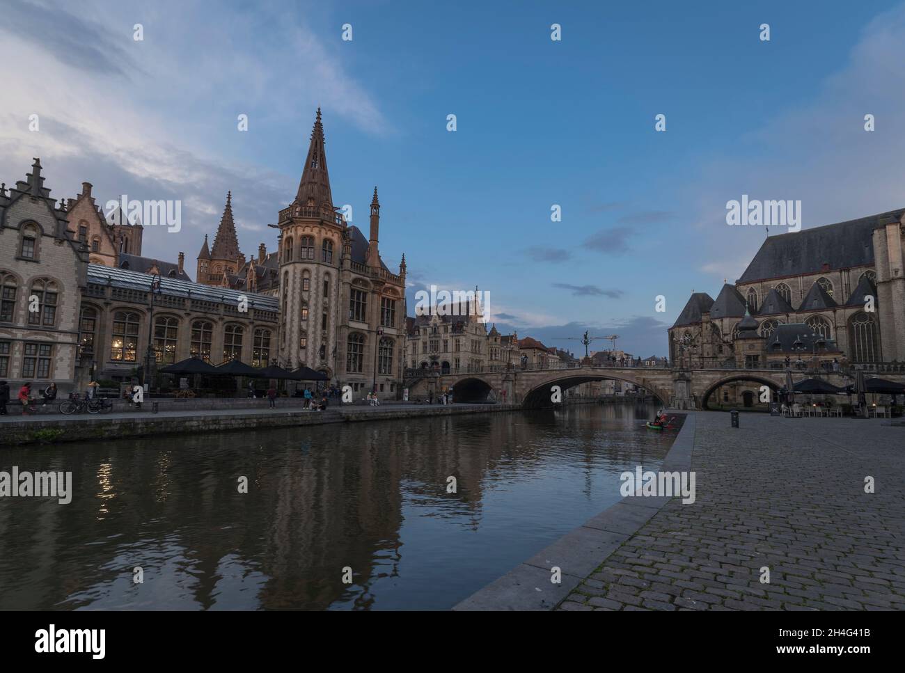 Evening cityscape in Gent. Stock Photo