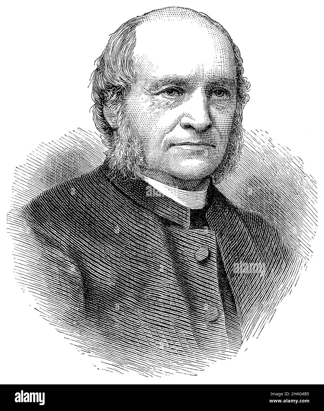 1887 vintage engraving of Jonathan Holt Titcomb, the first Bishop of Rangoon from 1876 to 1882. Stock Photo