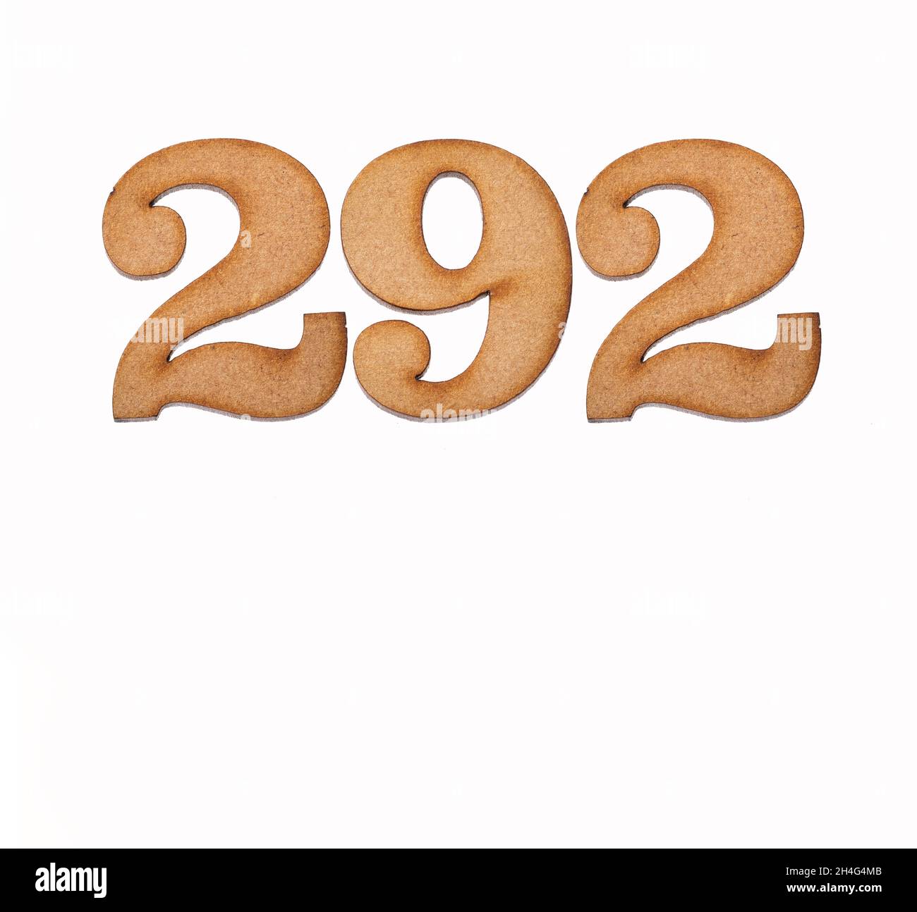 Number 292 in wood, isolated on white background Stock Photo - Alamy