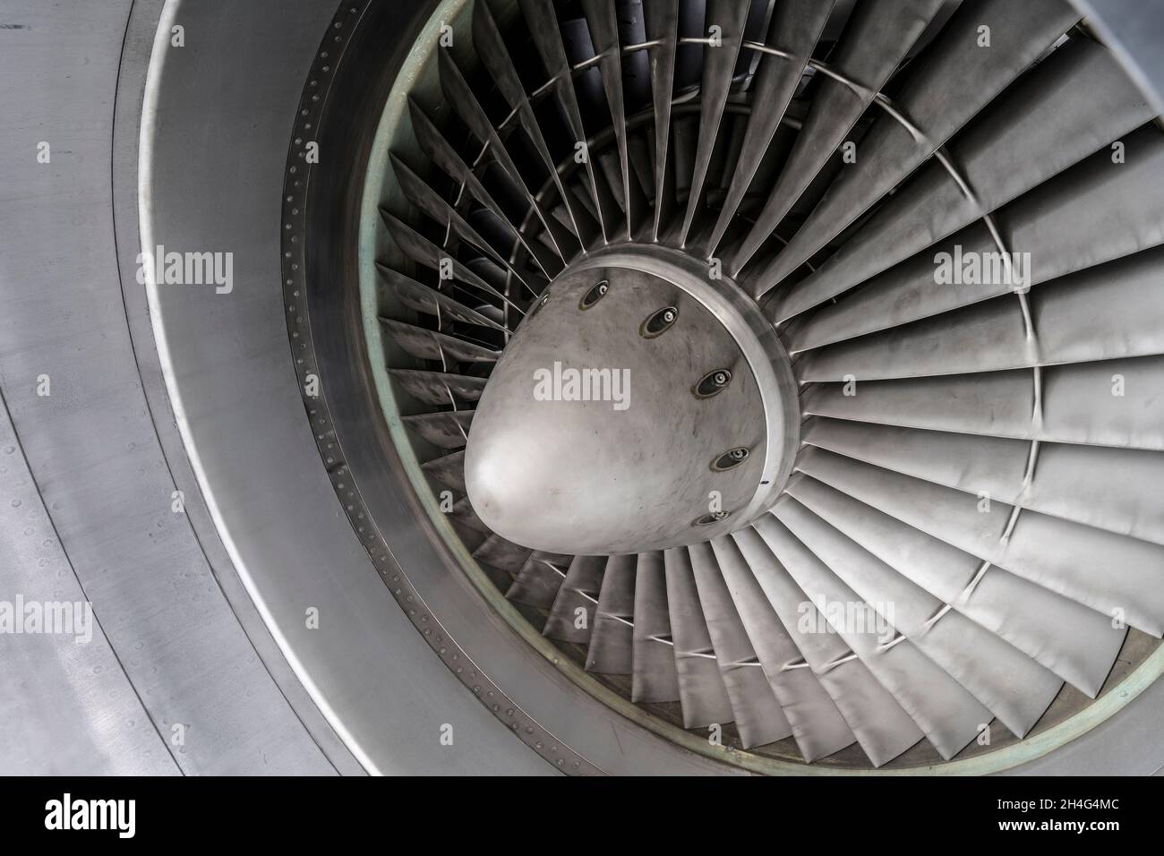 air intake fan of a jet engine Stock Photo