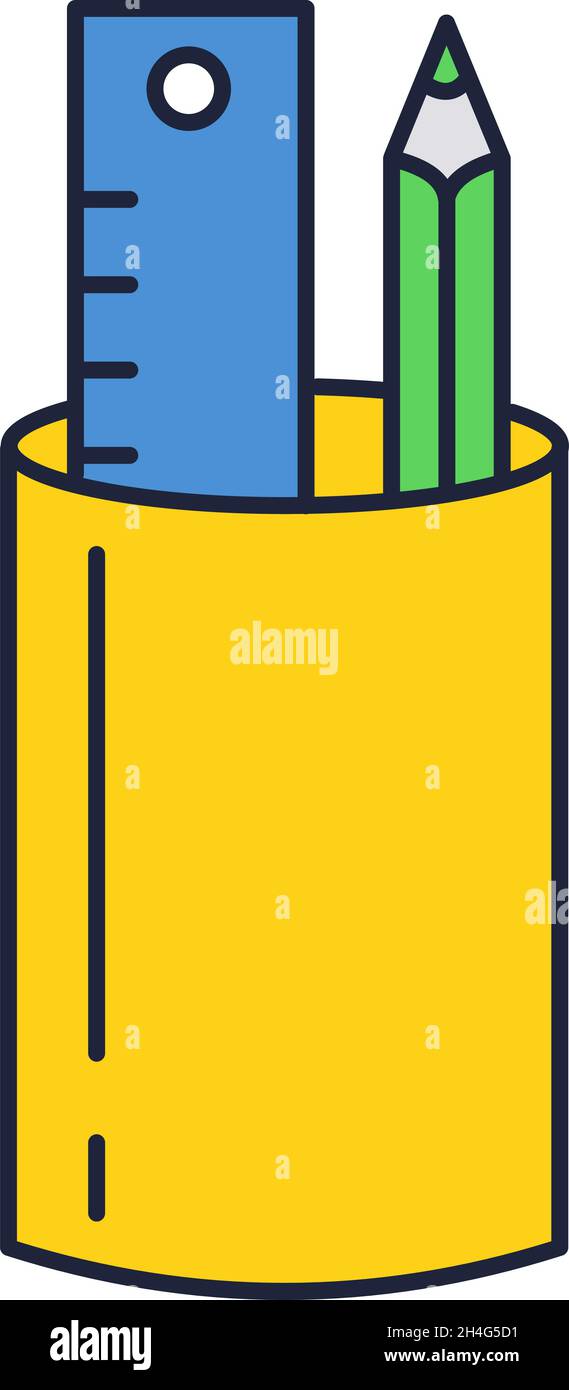 Ruler and pencil in box holder vector icon Stock Vector
