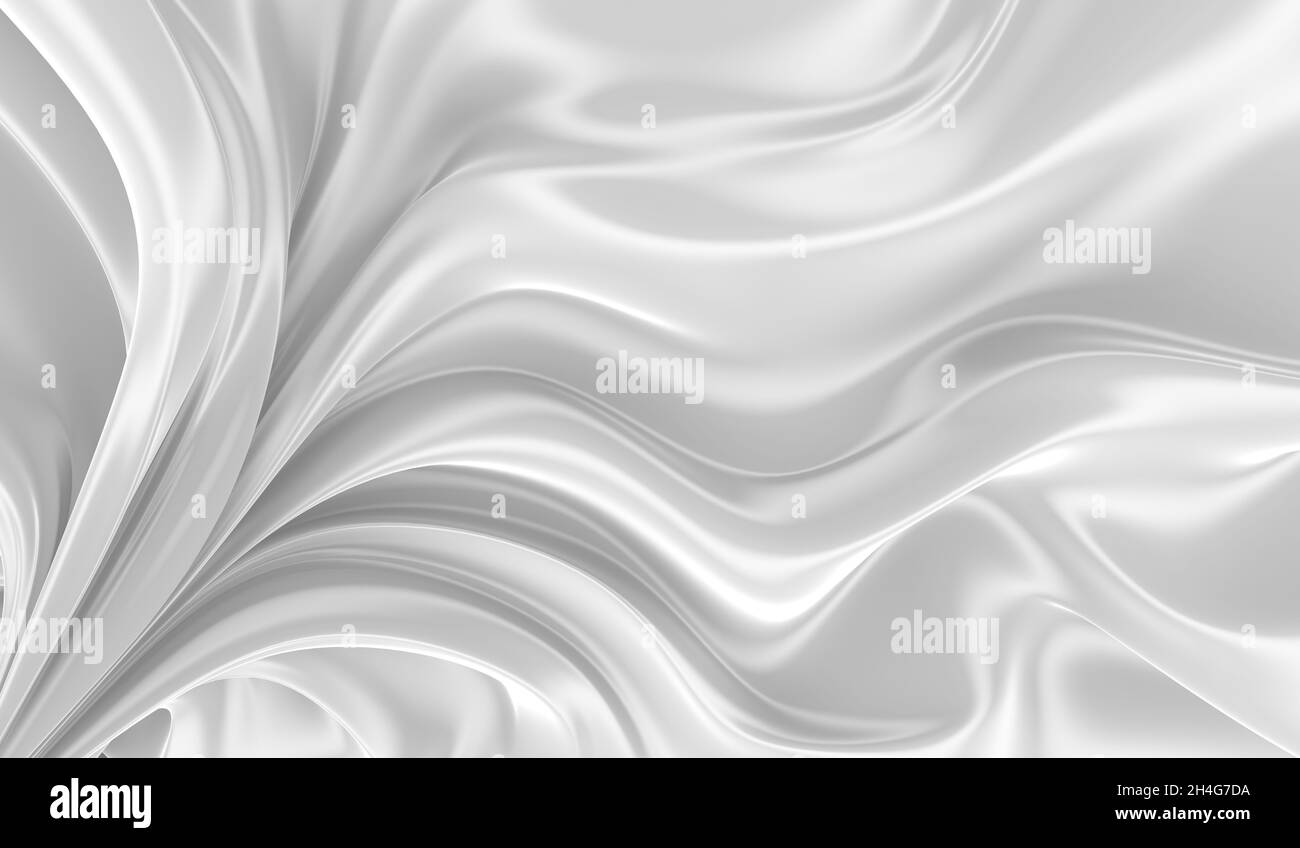 White silk background. Waves of red silk full screen. Abstract elegant