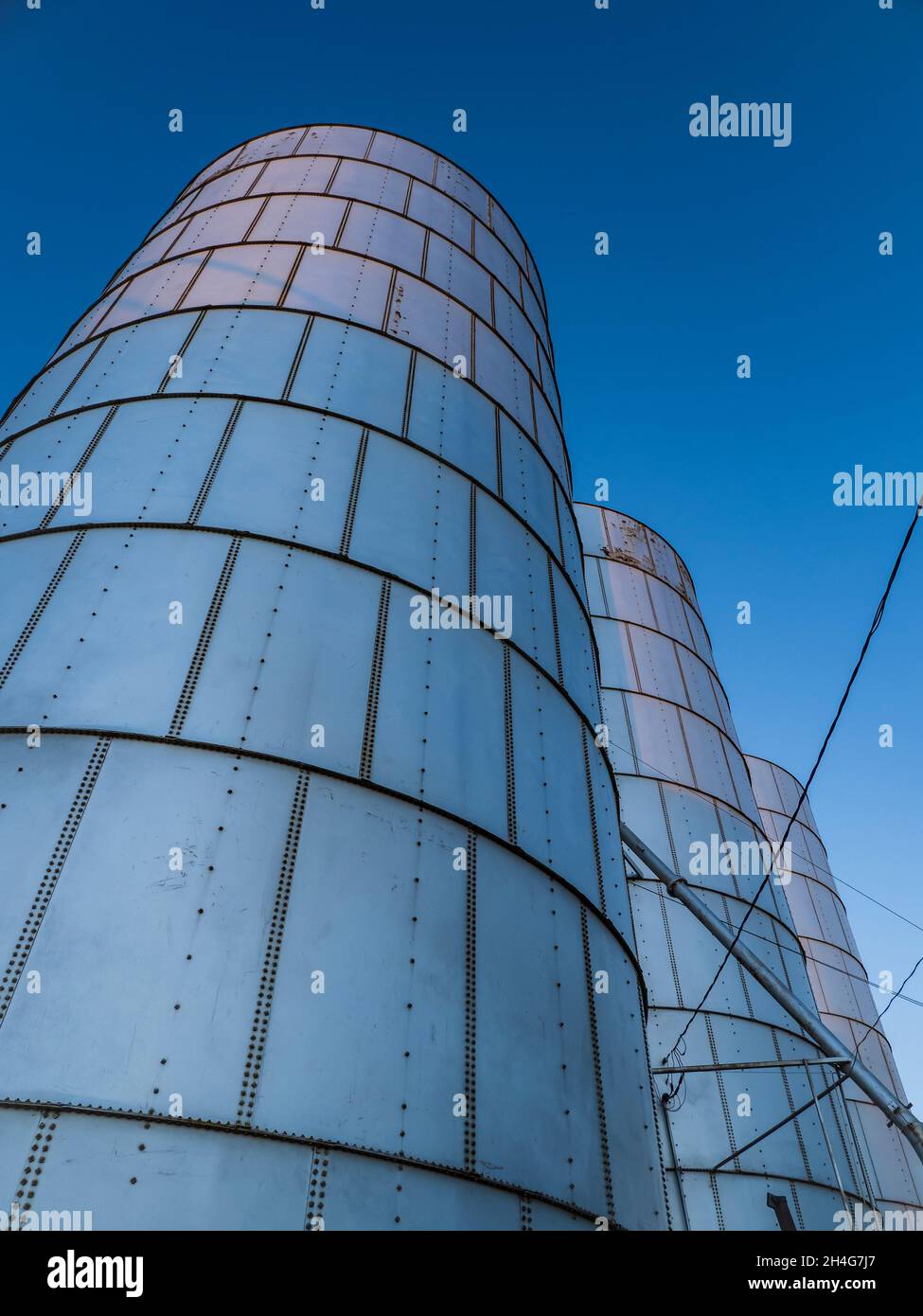 Grain elevator and silos, Strasburg, Colorado. Stock Photo