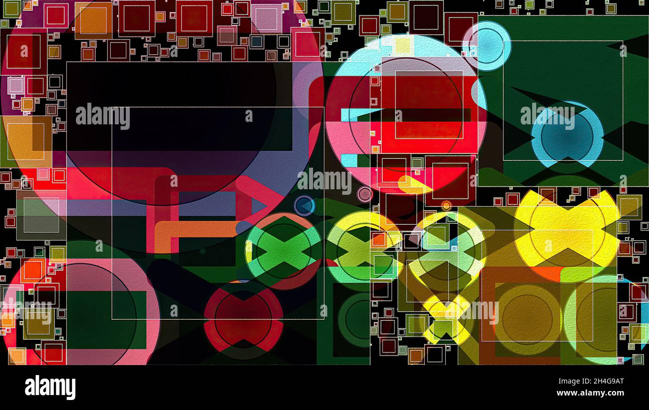 Artwork of abstract composition made with geometrical shapes and ...