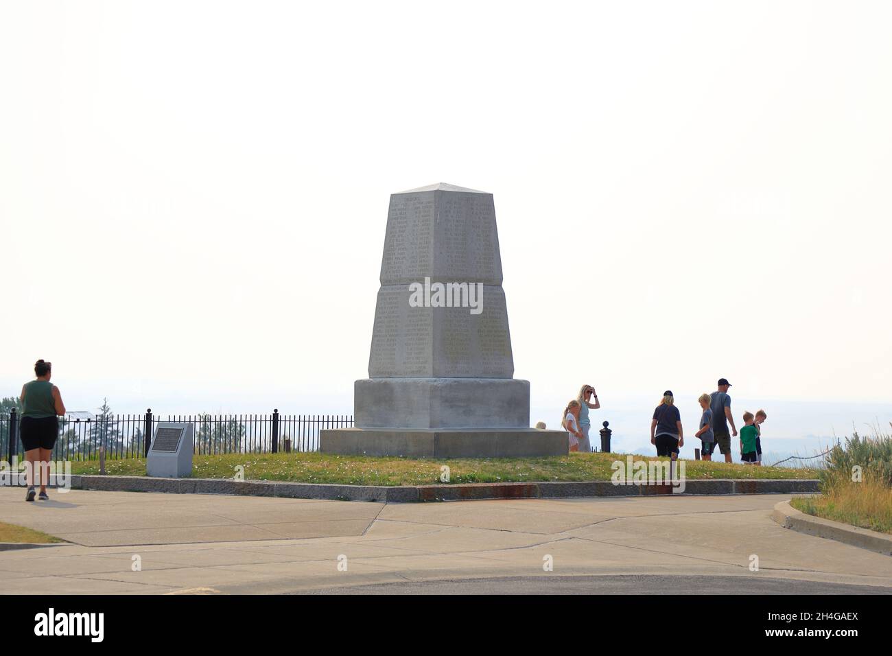 Memorial obelisk at Little Bighorn Battlefield National Monument.Montana.USA Stock Photo