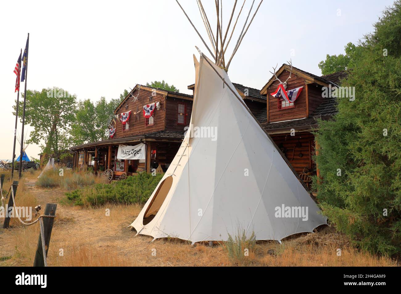 Native Indian teepee tent in Custer Battlefield Trading Post & Cafe