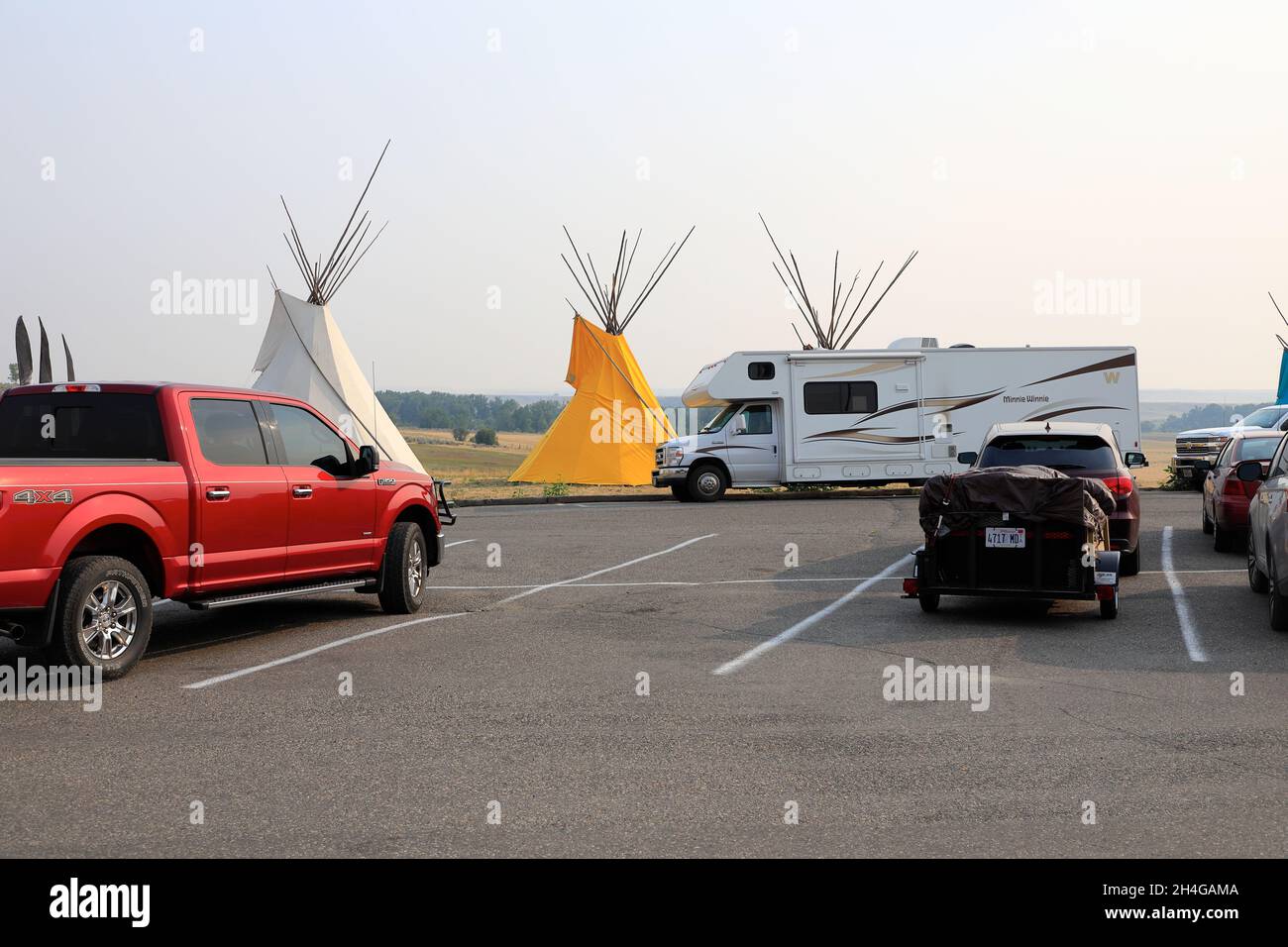 Native Indian teepee tents in Custer Battlefield Trading Post & Cafe