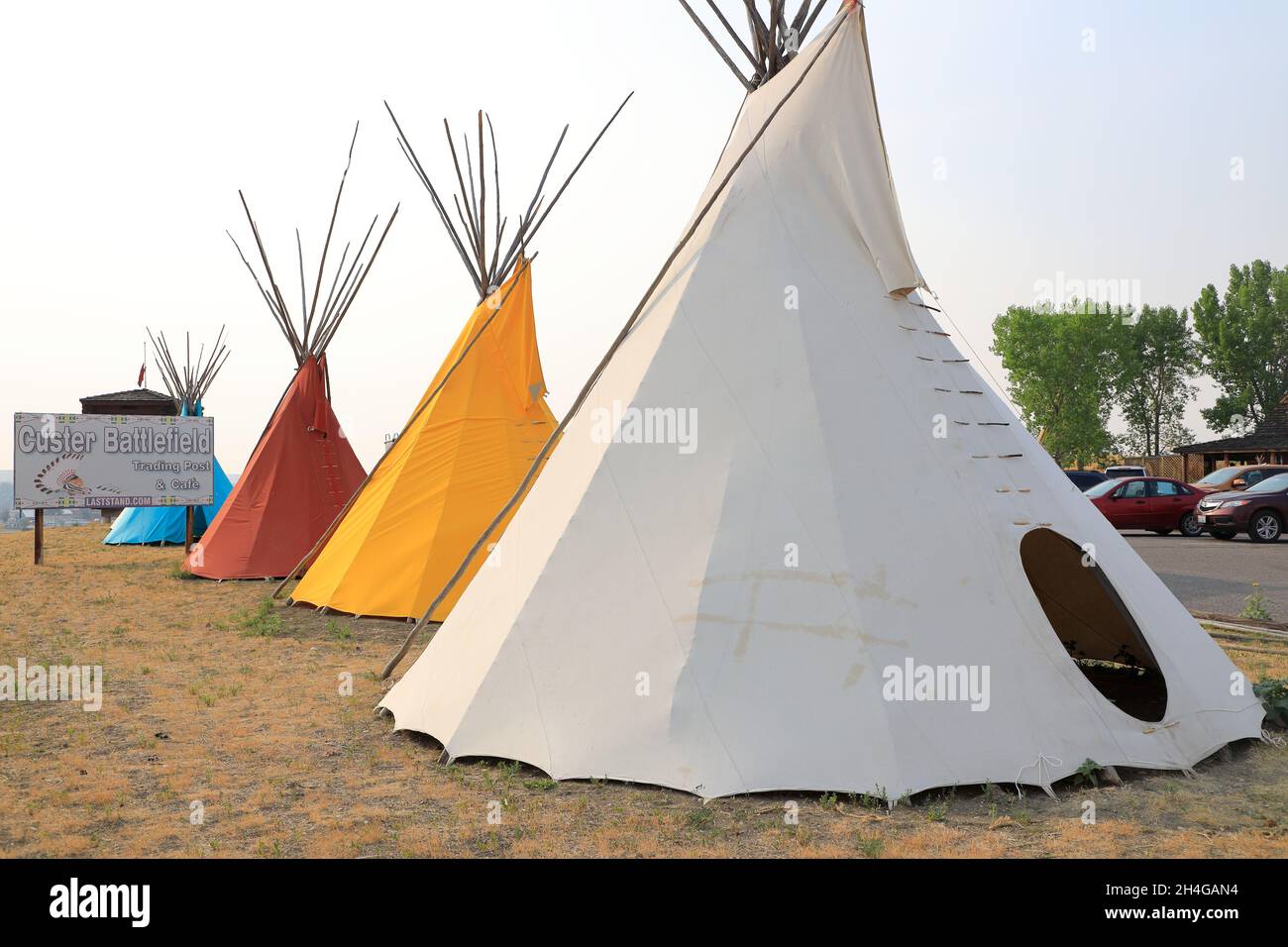 Native Indian teepee tents in Custer Battlefield Trading Post & Cafe