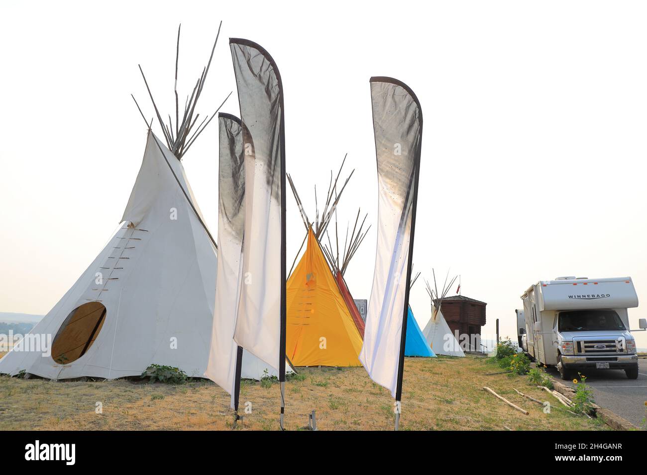 Native Indian teepee tents in Custer Battlefield Trading Post & Cafe