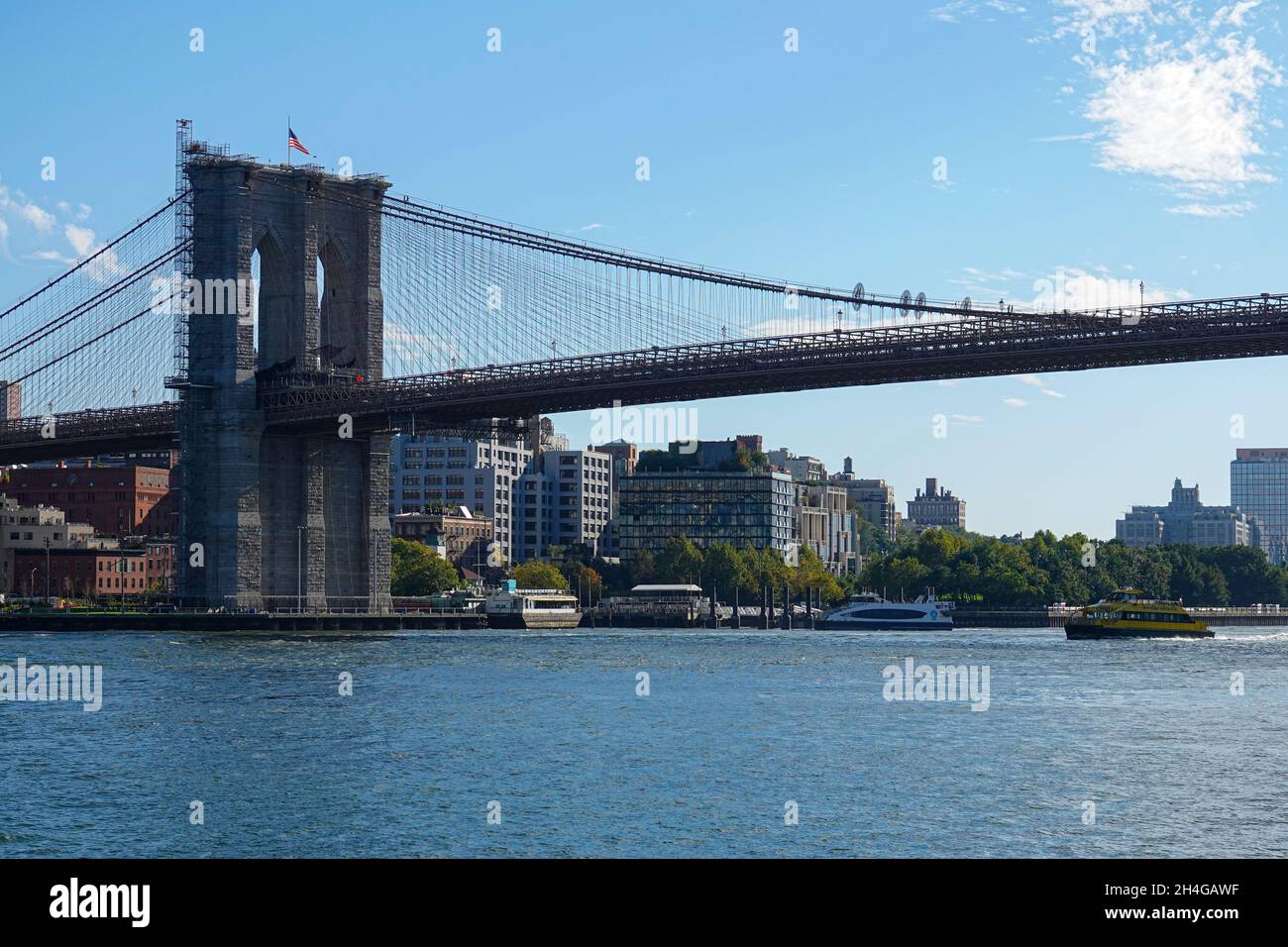 The Brooklyn and Manhattan Bridges are iconic architectural structures