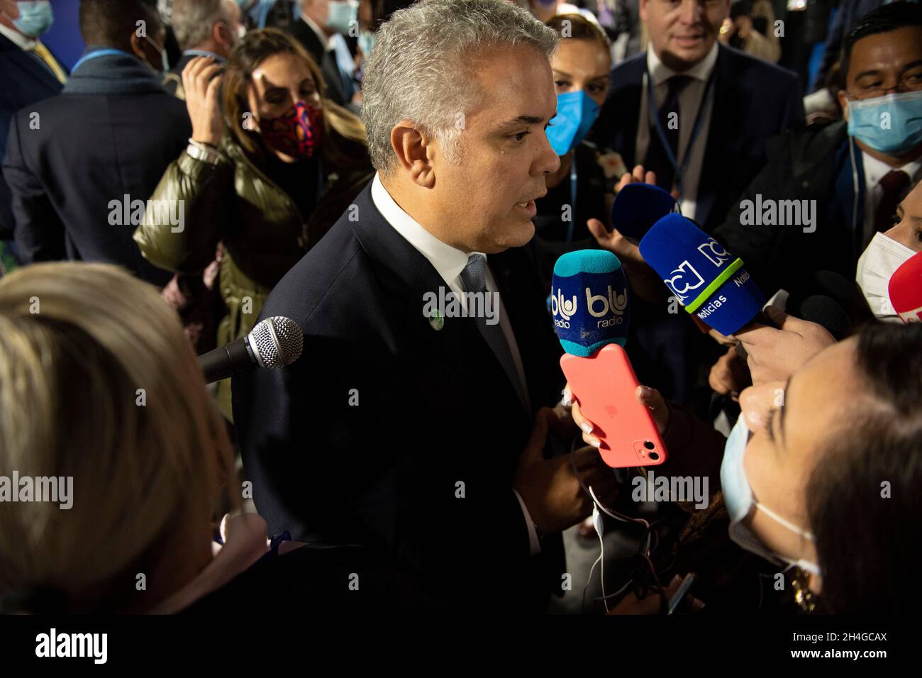 Glasgow, Scotland, UK. 2nd Nov, 2021. PICTURED: Iván Duque Márquez, Prime Minister of Columbia, seen at the COP26 Climate Change Conference in Glasgow this afternoon. Credit: Colin Fisher/Alamy Live News Stock Photo