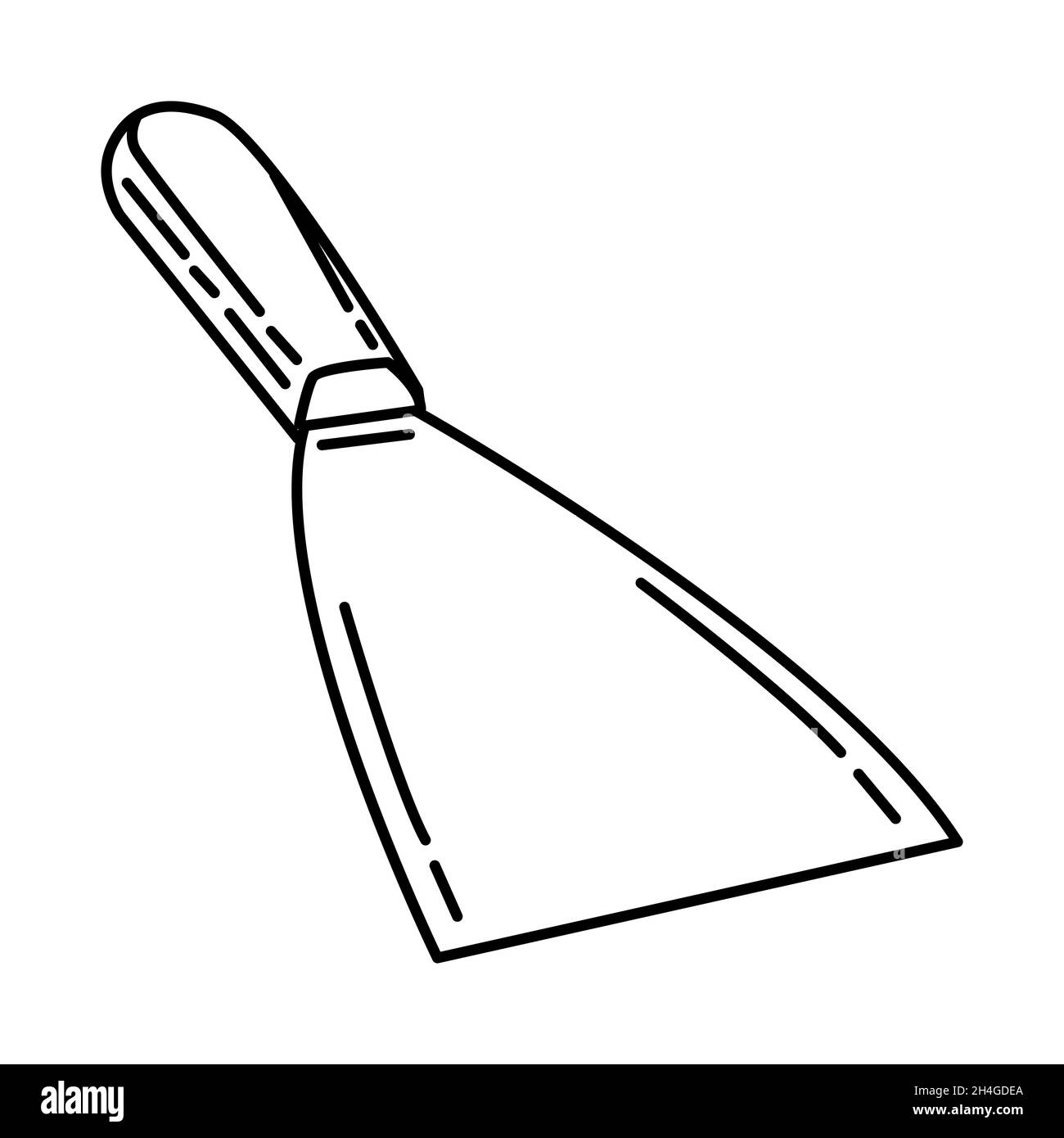 Spatula Part of Contractor Material and Equipment Device Hand Drawn Icon Set Vector. Stock Vector