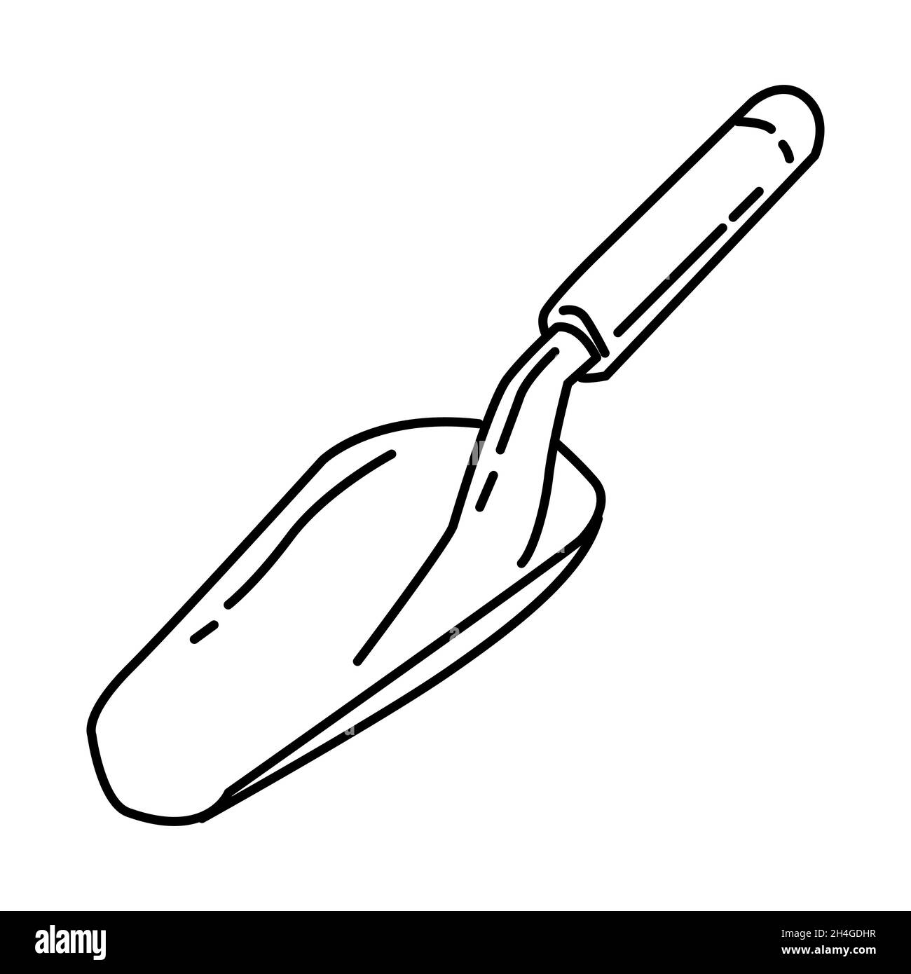 Trowel Part of Contractor Material and Equipment Device Hand Drawn Icon Set Vector. Stock Vector