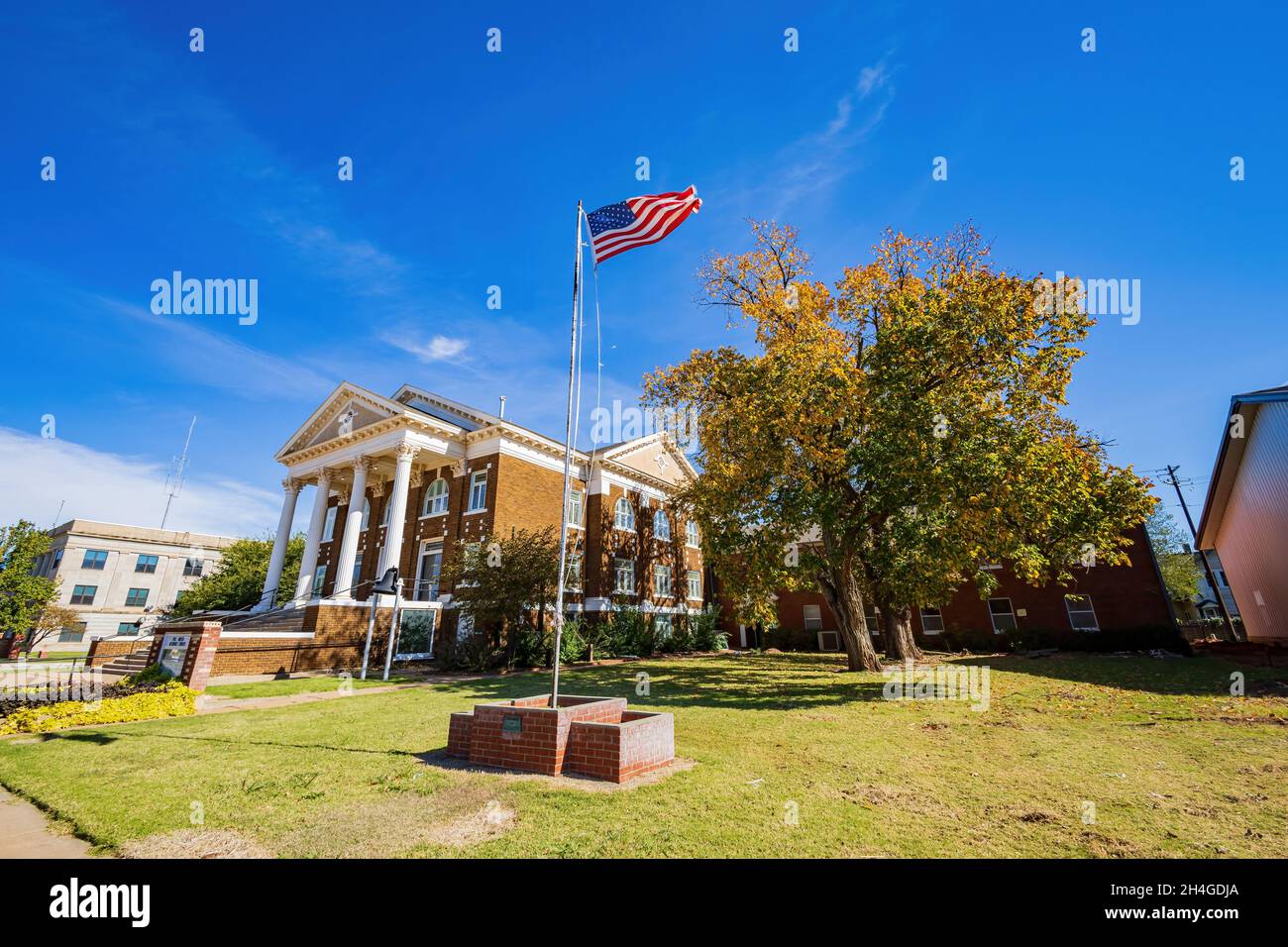 Sunny view of the First United Methodist Church at Cherokee, Oklahoma Stock Photo