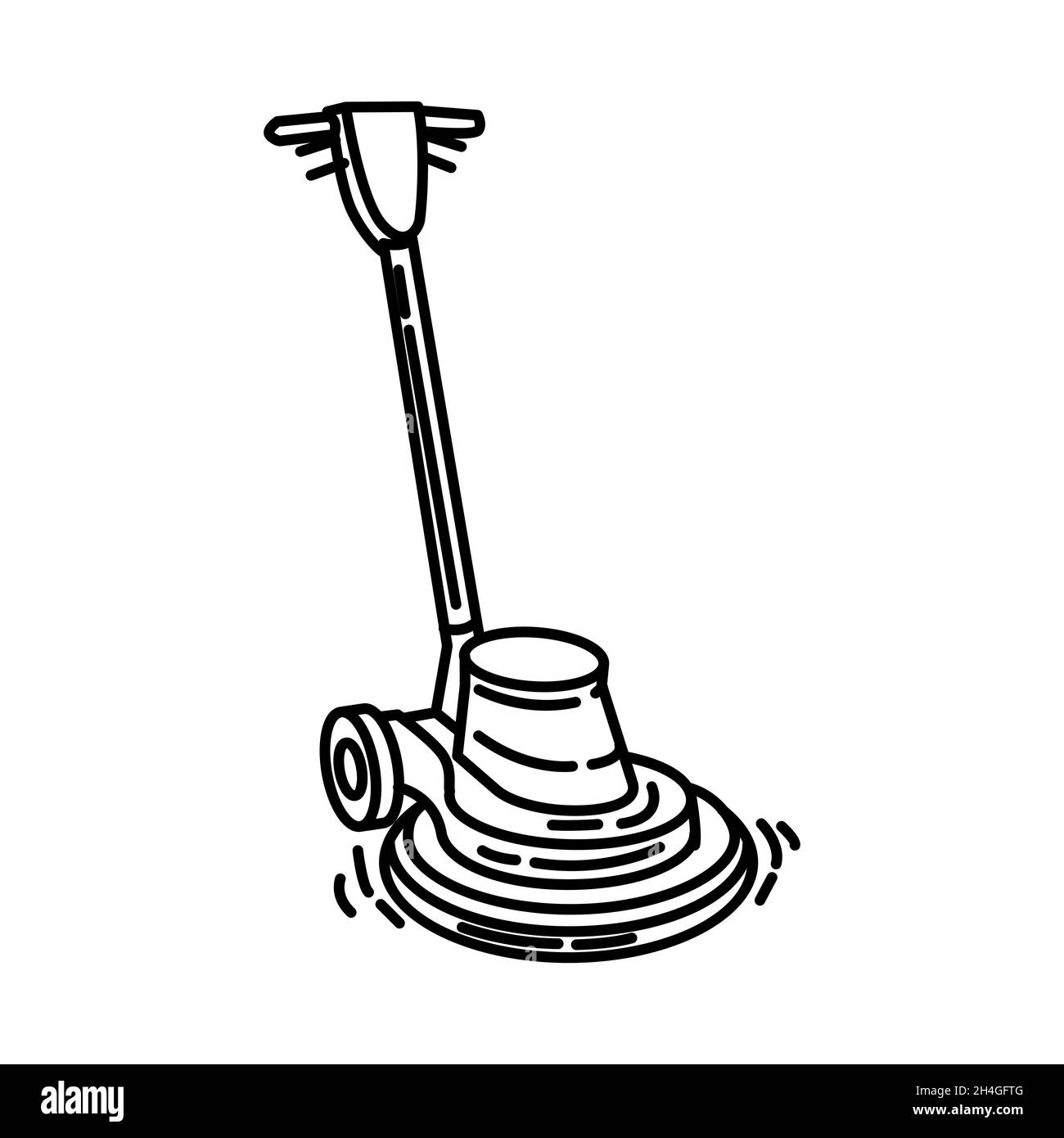 Floor Polisher Part of Contractor Material and Equipment Device Hand Drawn Icon Set Vector. Stock Vector