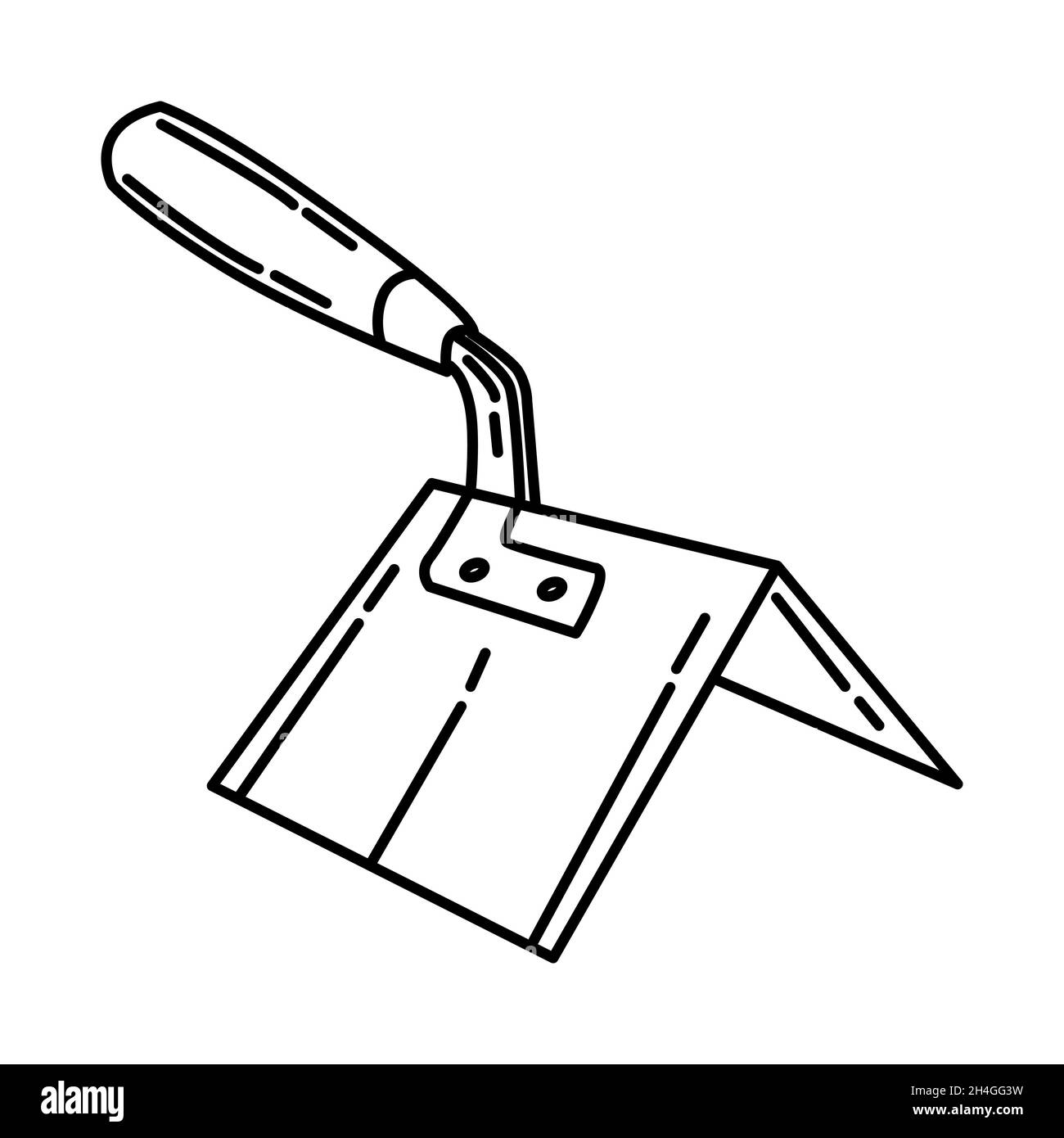 Outside Corner Trowel Part of Contractor Material and Equipment Device Hand Drawn Icon Set Vector. Stock Vector