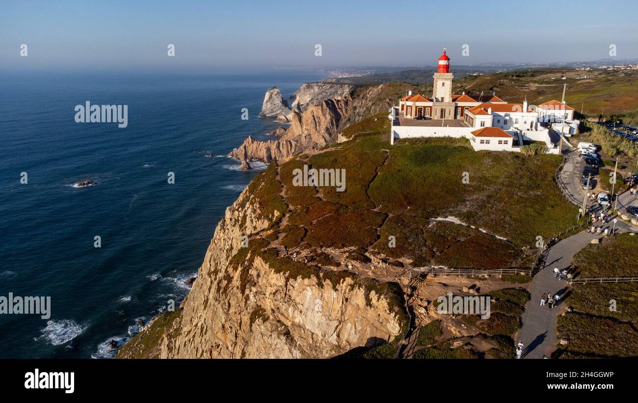 Cabo da Roca lighthouse, Cabo da Roca, Portugal Stock Photo