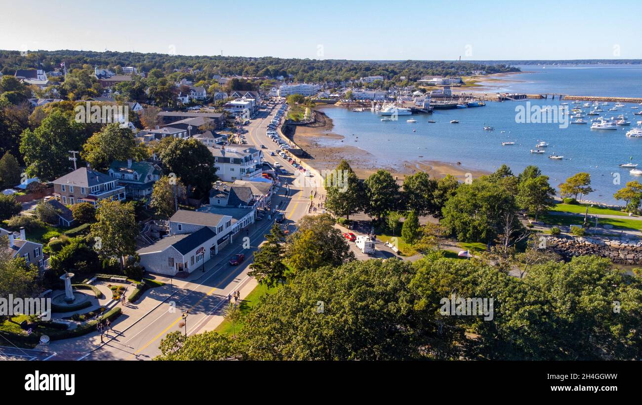 Aerial view of Plymouth, MA, USA Stock Photo