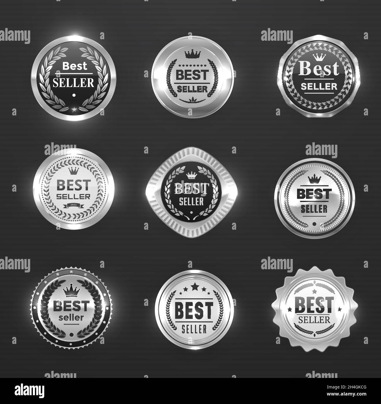 Best seller silver labels, awards and seal, medal badges. Best product ...