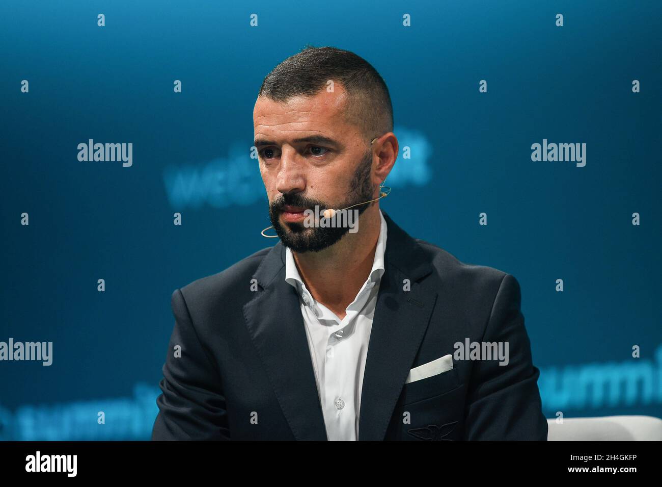 Lisbon, Portugal. 02nd Nov, 2021. Simao Sabrosa, Director of International Relations at SL Benfica, addresses the audience during the second day of the Web Summit 2021 in Lisbon. Credit: SOPA Images Limited/Alamy Live News Stock Photo