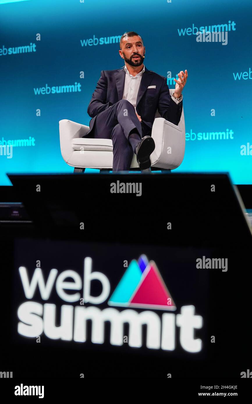 Lisbon, Portugal. 02nd Nov, 2021. Simao Sabrosa, Director of International Relations at SL Benfica, addresses the audience during the second day of the Web Summit 2021 in Lisbon. Credit: SOPA Images Limited/Alamy Live News Stock Photo