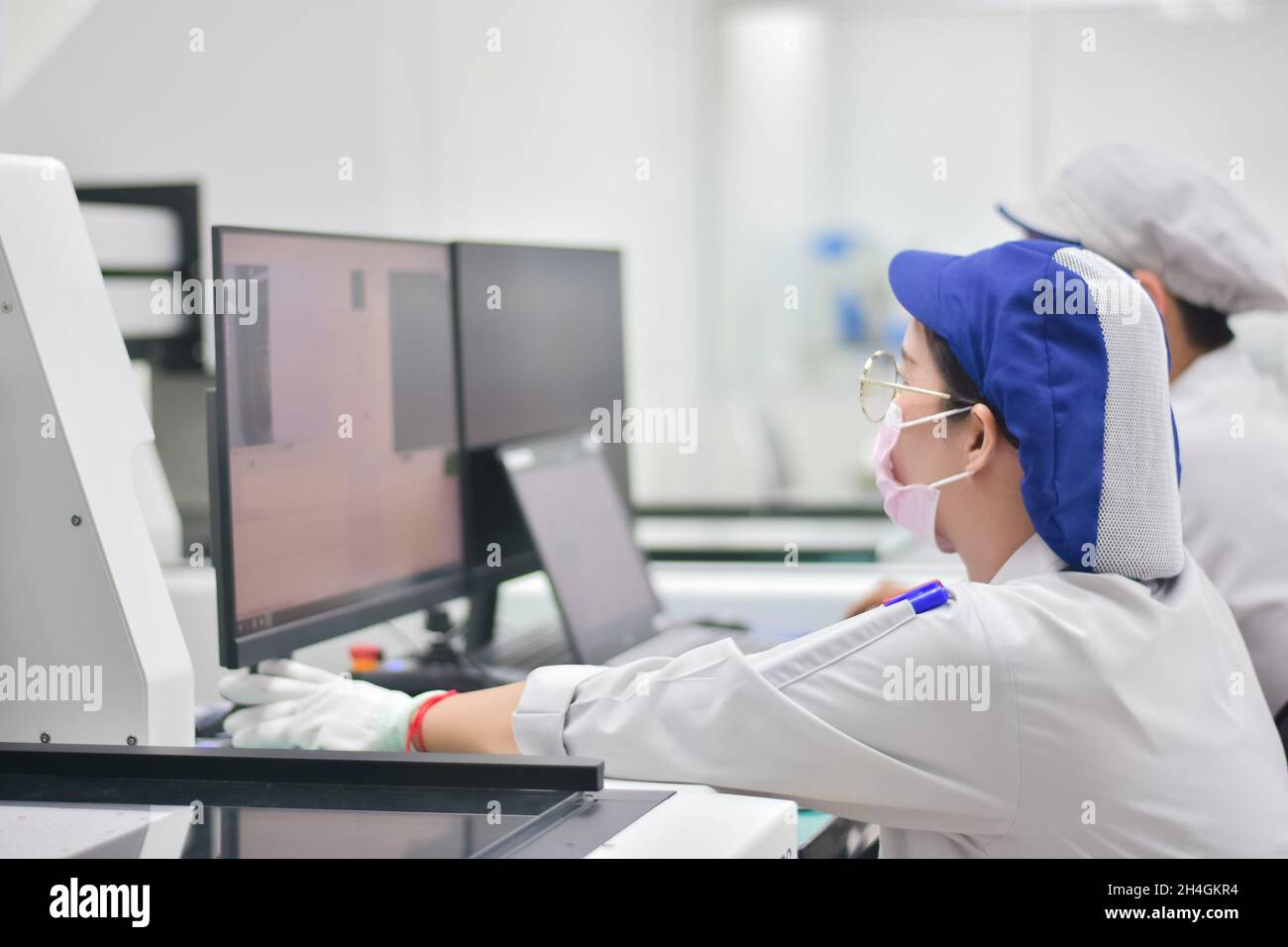 Operator working with computer design product in factory industry Stock Photo