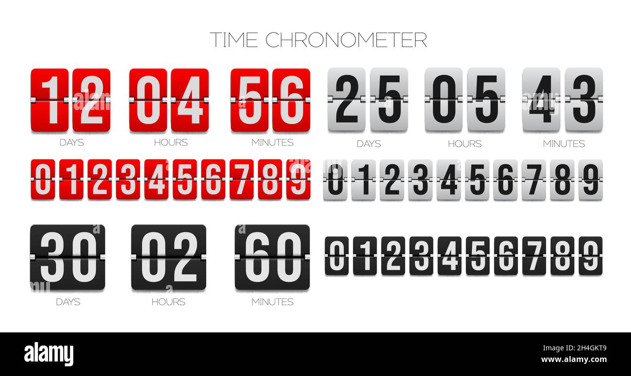 Flip countdown clock counter. Time chronometer, count down flip board