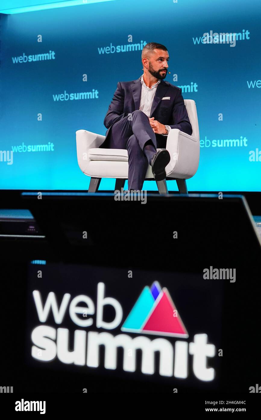 Lisbon, Portugal. 02nd Nov, 2021. Simao Sabrosa, Director of International Relations at SL Benfica, addresses the audience during the second day of the Web Summit 2021 in Lisbon. (Photo by Bruno de Carvalho/SOPA Images/Sipa USA) Credit: Sipa USA/Alamy Live News Stock Photo