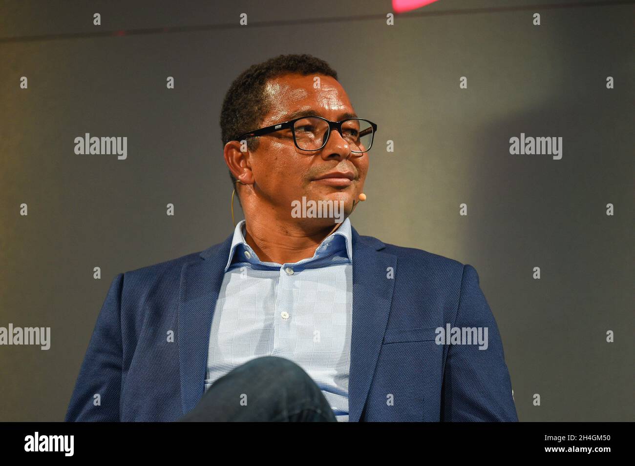 Lisbon, Portugal. 02nd Nov, 2021. Gilberto Silva, World Cup Winner at Brazil, addresses the audience during the second day of the Web Summit 2021 in Lisbon. (Photo by Bruno de Carvalho/SOPA Images/Sipa USA) Credit: Sipa USA/Alamy Live News Stock Photo