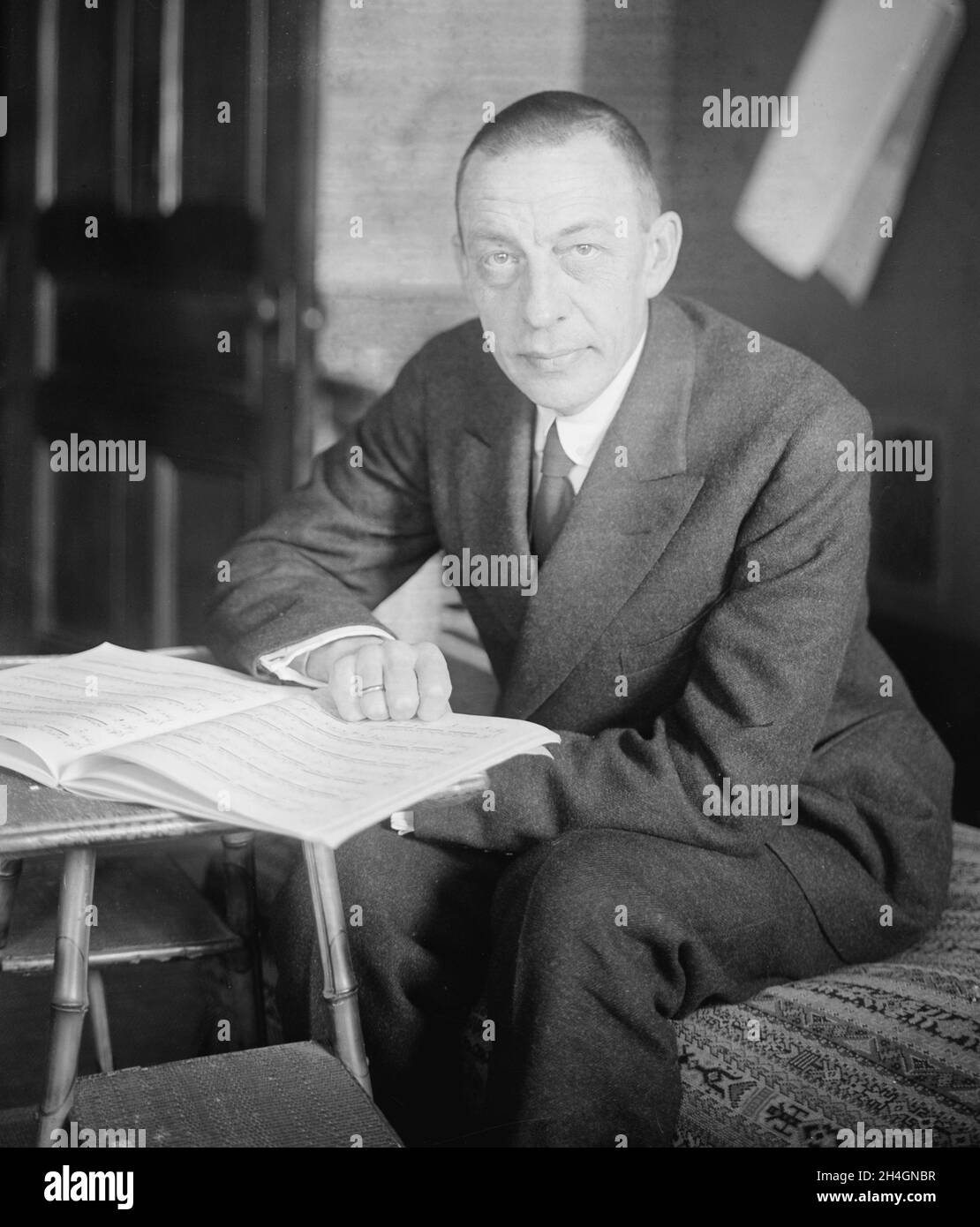 A portrait of  the Russian composer Sergei Rachmaninoff Stock Photo