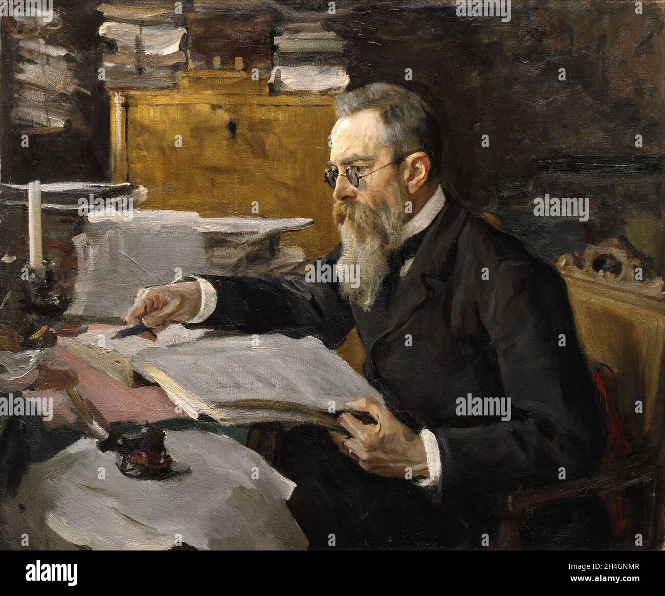 The Russian composer Nikolai RimskyKorsakov, piating by Velentin Serov