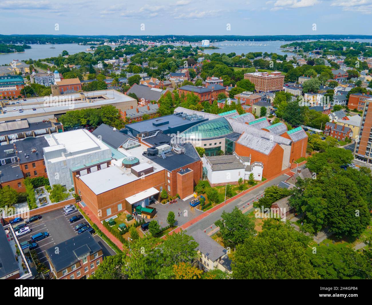 Peabody Essex Museum PEM aerial view at 161 Essex Street in historic