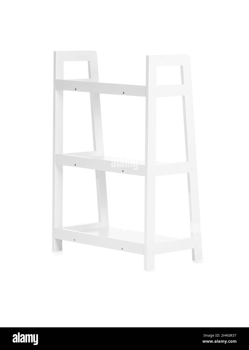 Bookcase white background Black and White Stock Photos Images