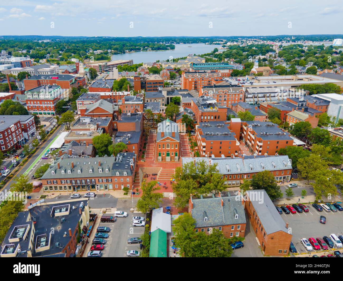 Old Town Hall aerial view at 32 Derby Square in Historic city center of