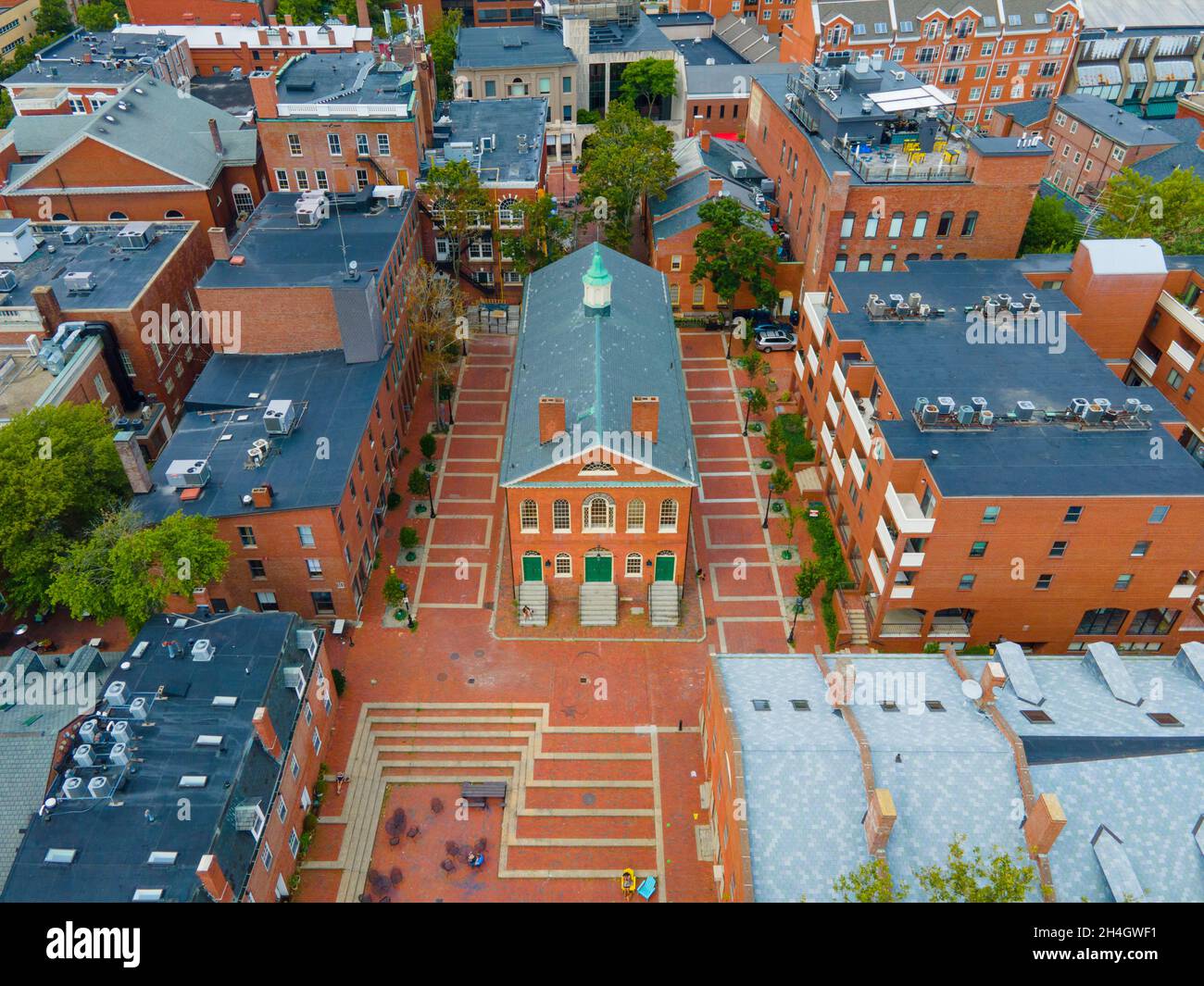 Old Town Hall aerial view at 32 Derby Square in Historic city center of
